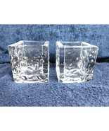(2) Gold Canyon Heavy Blooming Crystal Clear Glass Blocks/ Cubes Votive ... - $19.09 CAD