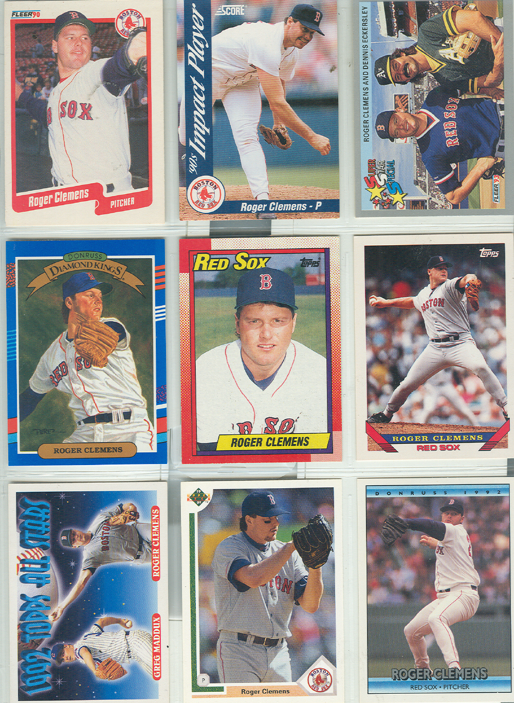 ROGER  CLEMENS   BOSTON  RED SOX  9 BASEBALL  CARDS  ! - $2.00
