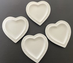 Ardalt Japan Heart Shaped Trinket Dishes Ashtrays Lenwhile China White Lot of 4 - £15.47 GBP