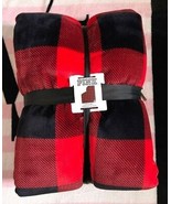 Victoria&#39;s Secret Pink Red Black Plaid Sherpa Blanket Plush Throw *NWT - £102.21 GBP