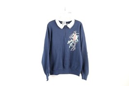 Vtg 90s Womens Medium Distressed Christmas Birds Country Collared Sweats... - €35,11 EUR
