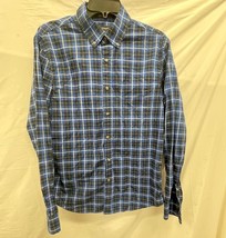 Banana Republic Blue &amp; Black Plaid Untucked Fit Men Dress Shirt M - $285.10 MXN