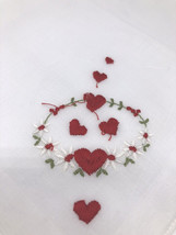 Vintage 50s Handkerchief White Red Hearts Embroidered Romantic Valentine... - €13,45 EUR