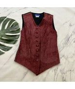 She Said Womens Vintage 90s Suede Leather Vest Size S Dark Red Western I... - $47.37 CAD