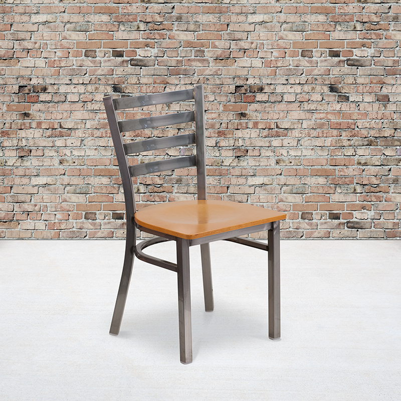 Clear Ladder Chair-Nat Seat XU-DG694BLAD-CLR-NATW-GG