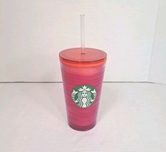 2020 Starbucks Cup 16oz Plastic Tumbler Cold Drink With Lid &amp; Straw Pink... - $13.98