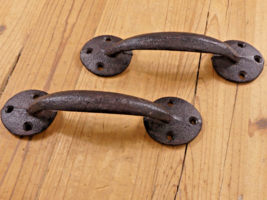 2 Cast Iron Antique Style Barn Handles Gate Pull Shed Door Handles Rustic Iron - £11.21 GBP