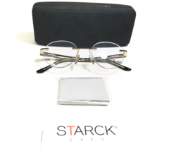 Starck Eyeglasses Frames SH2021 0001 Black Matte Gold Round Rimless 48-20-145 - £183.09 GBP
