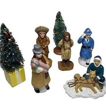 Christmas Village Accessories Lot of 7 Figures Assorted Pieces As shown Vintage - £15.56 GBP