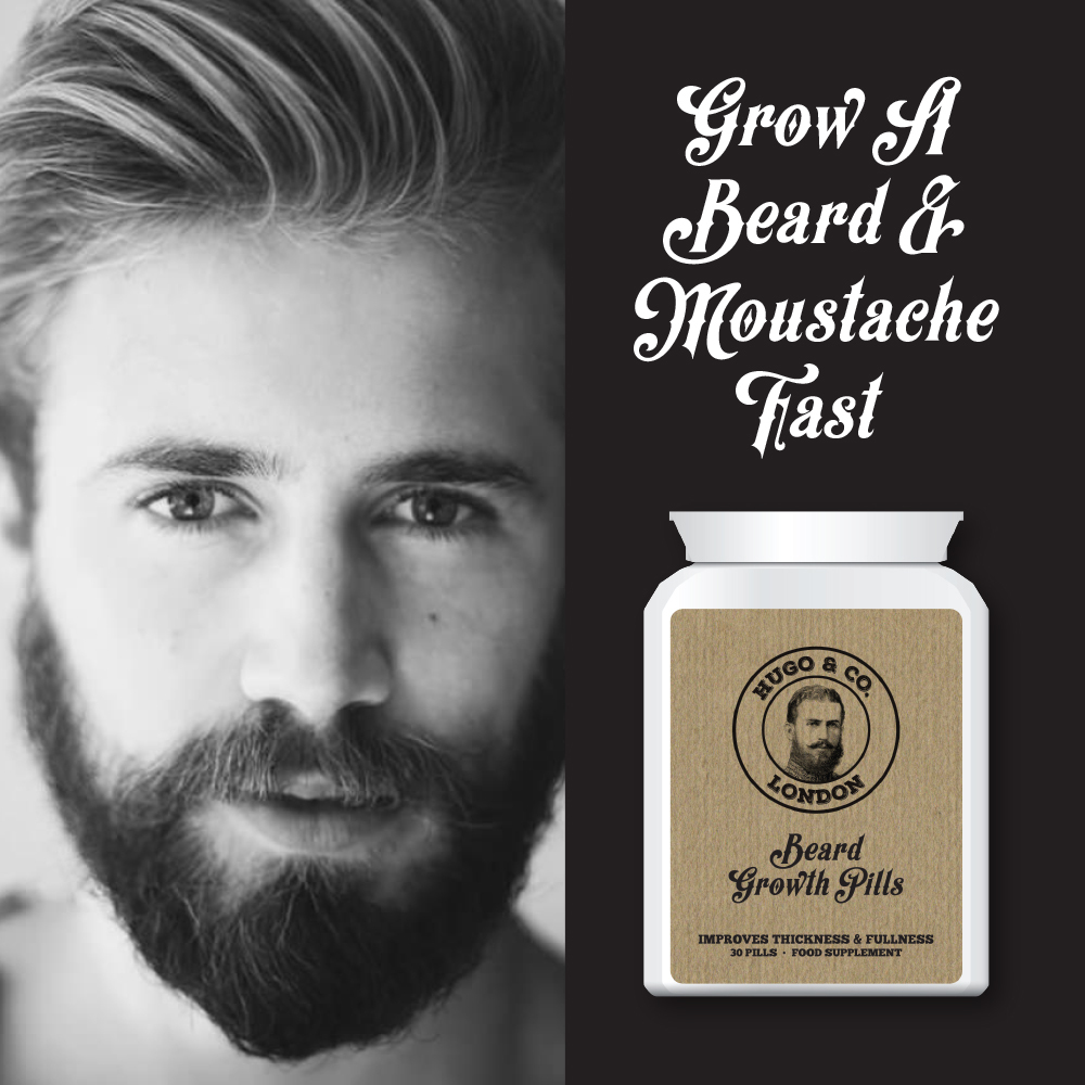HUGO &amp; CO LONDON BEARD GROWTH PILL TABLET – IMPROVE THICKNESS &amp; FULLNESS - $29.99