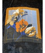 Vintage Bill Blass Silk Scarf 30” Square Bold Floral Rust Black Blue - $15.01