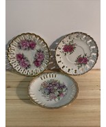 Vintage Reticulated Ceramic Floral Plate hanging 6inch Lot Of 3 Made In ... - $48.10 CAD