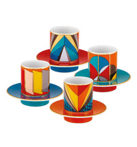 VISTA ALEGRE - Futurismo - Set 4 Coffee Cups &amp; Saucers - £271.91 GBP