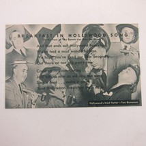 Postcard Tom Breneman Breakfast In Hollywood Song Vintage 1945 Kellogg Unposted - £4.73 GBP