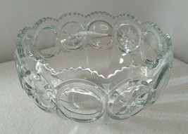 Vintage Clear Etched Glass Punch Bowl 10 x 6 - £11.92 GBP