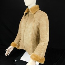 Passager Jeans Women Beige Faux Leather Suede Coat Jacket Sherpa Lining ... - $34.99