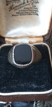 Antique Vintage 1940-s 22ct GOLD on SILVER Onyx Signet Ring Size USA 10,... - £108.22 GBP