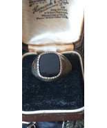 Antique Vintage 1940-s 22ct GOLD on SILVER Onyx Signet Ring Size USA 10,... - £109.74 GBP