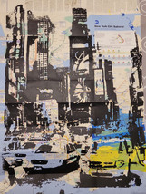 Rare Handpainted Acrylic Manhattan Times Square Broadway Art on NYC Subway Map - £19.98 GBP