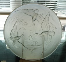 Verrerie D&#39;Andelys 14&quot; Glass Charger c1935 Three Swans France - £145.07 GBP