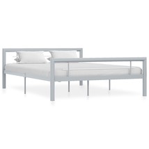 Bed Frame Grey and White Metal 160x200 cm - £91.97 GBP