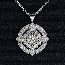 2Ct Round Cut Diamond Art Deco Pendant Women&#39;s 14K White Gold Plated Free Chain - £140.12 GBP