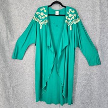 Vintage Laura Rogers Originals Womans Open Cardigan Green Hand Painted B... - $35.99