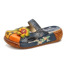 DONGNANFENG Women Female Mother Ladies Genuine Leather Flower Shoes Sandals Slip - £67.36 GBP