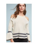 New Anthropologie Leandre Open-Shoulder Flutter Long Sleeve Top $88 XS I... - $61.54 CAD