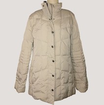 Brooks Brothers Womens Quilted Puffer Coat Beige Full Button Front - $142.36