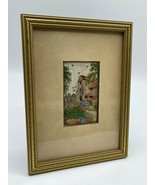 Antique Framed Knit Thread Cottage Art Flowers Colorful Vintage Wall 7.5... - £23.56 GBP