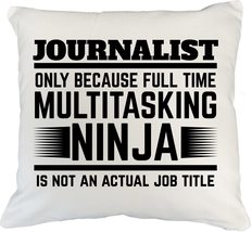 Make Your Mark Design Cool Journalist White Pillow Cover for Writer, News Anchor - £19.37 GBP+