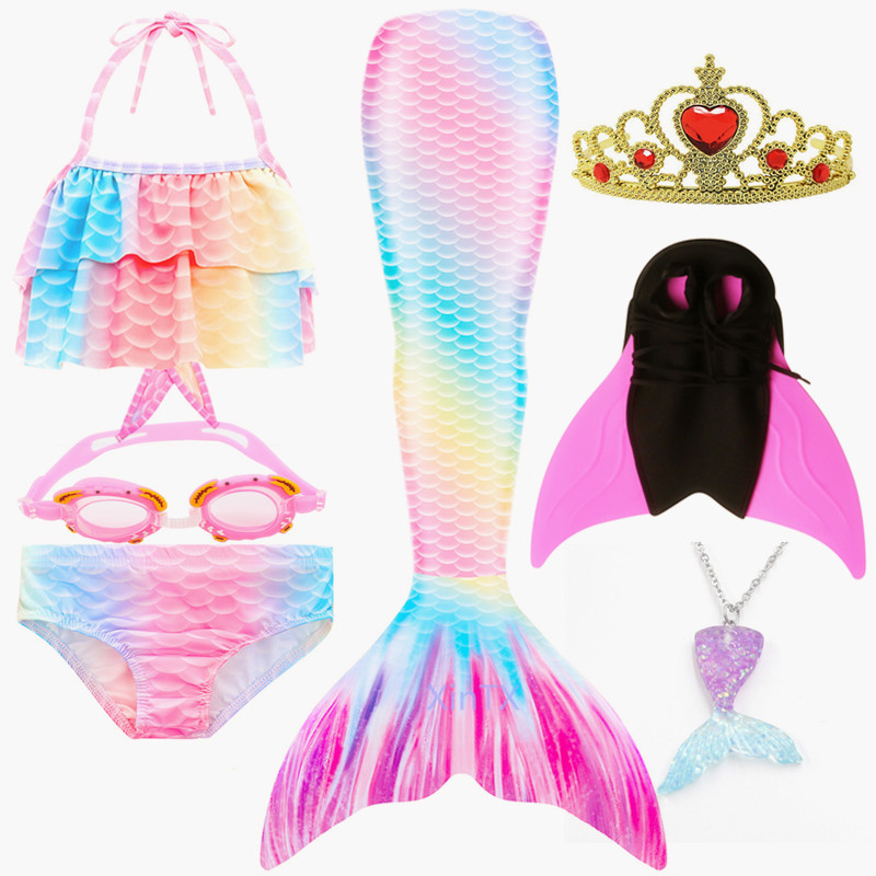 NEW!Rainbow Pink Mermaid Tail With Monofin Fin Fancy Swimmable Mermaid Tail