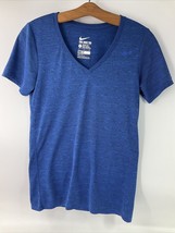 The Nike Tee Small Womens Blue Dri Fit Athletic Cut V Neck Short Sleeve ... - $14.83