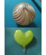 Murano Paperweight Crystal Glass Yellow Heart Spiral Ball Pick One [aP-MUR] - $62.90 CAD
