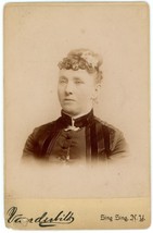 Circa 1890&#39;S Antique Cabinet Card Of Woman In Black Dress From Sing Sing, Ny - £7.49 GBP