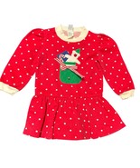Y2K Ruth Scharf Girls Red Polka Dot Holiday Dress With Stocking Applique 3T - $625.07 MXN