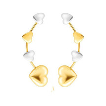 14k Tow-Tone Argento Placcato Oro Mini Cuore Climber Bottone Orecchini Ciber - $41.43