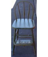 Vintage Solid Wood Bow Back Bar Stool – Spindle  Splat – CUTE PAINT PATTERN - $176.37 CAD