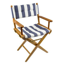 Whitecap Director&#39;s Chair w/Navy &amp; White Cushion - Teak - £321.93 GBP
