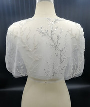 White Lace Wedding Cover White Short Lace Bridal Boleros Cover ups,one button image 3