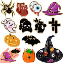 20 Pcs Halloween Self Adhesive Patches Cute Ghost Spider Pumpkin Sew On ... - $18.99