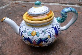 Splendor of Florence Floral Teapot Hand Painted 7” X 11” 7” Holds 5 Cups - Italy - $55.40