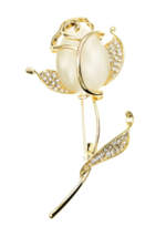 Valentine rose tulip brooch vintage look celebrity broach gold plated pin ggg87 - £14.38 GBP