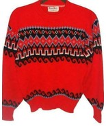 Vtg 1950&#39;s Paul Mage Nordic Wool Large Women&#39;s Sweater Red Denmark Scand... - $365.30 MXN