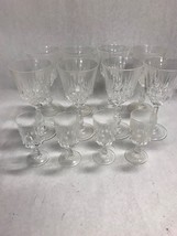 12 pc Vintage Crystal 8 stem wine glass 4 cordial vertical cut dining water - £35.99 GBP