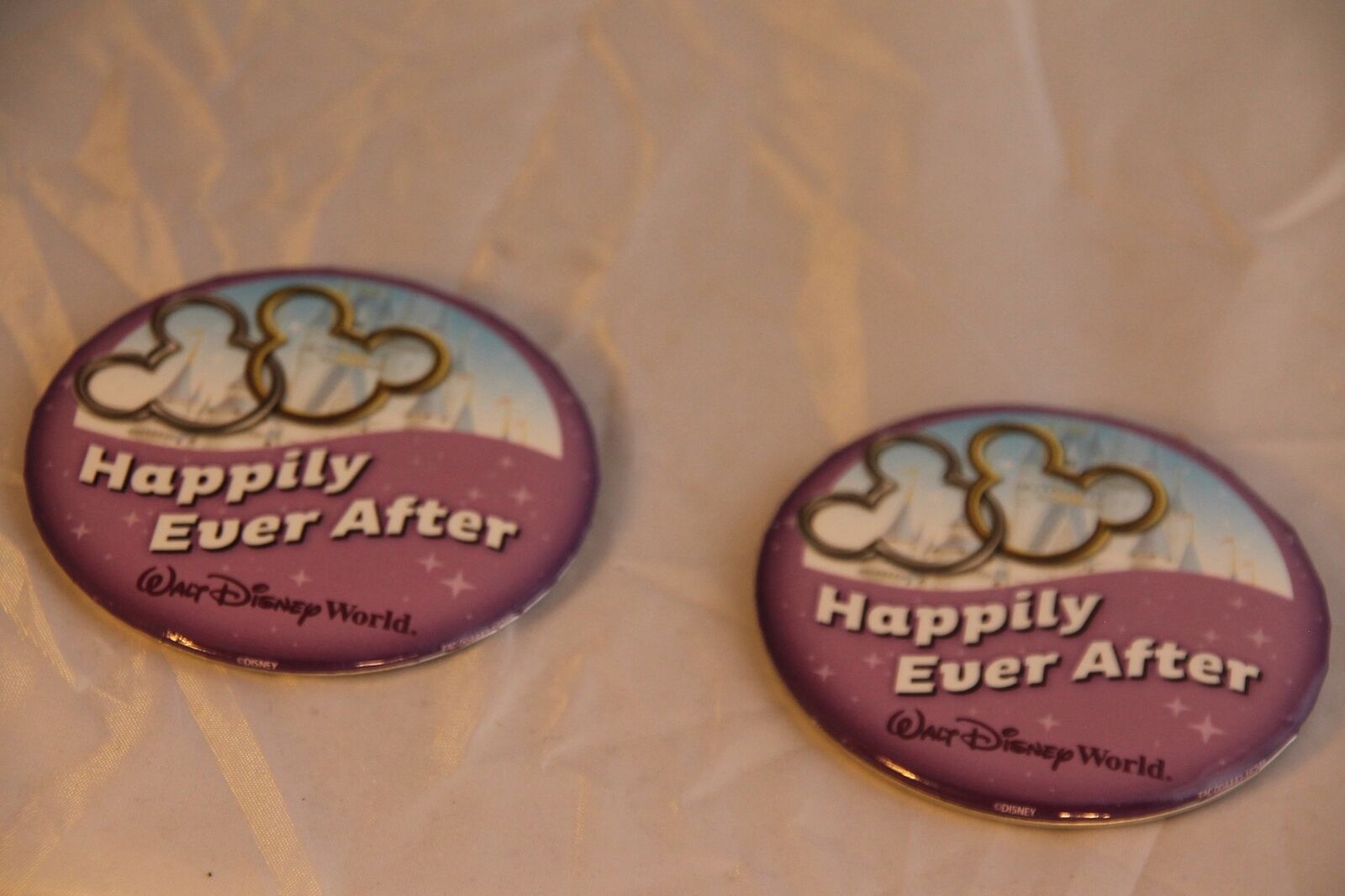 Primary image for Disney 2 Button Set WDW Happily Ever After Pins Pin-Back Theme Park Married