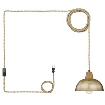 Hanging Chandelier With Plug In Cord, Industrial Brass Pendant Light Fixture Wit - £73.53 GBP