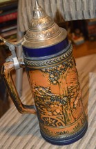 DBGM Tall German Stein with Lid, Reinhold Merkelbach, Es lebe was auf Er... - $95.00