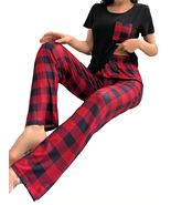 Ladies Red/Black Plaid Pajama Set (Medium 8-10) - $16.99
